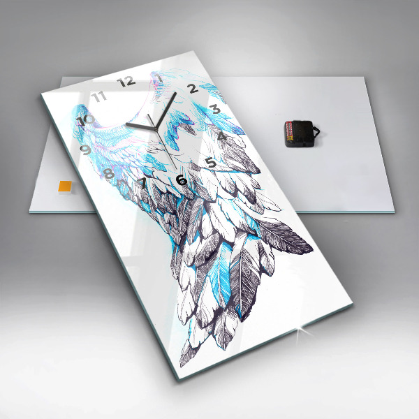 Vertikale Uhr mit motiv Nachgeahmte Vogelschwingen