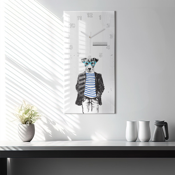 Vertikale Uhr Hund in einem menschlichen Körper