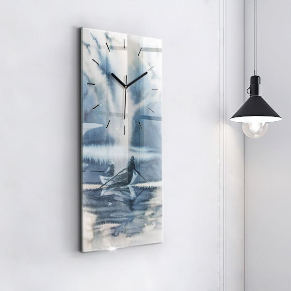 Vertikale Uhr Winter See Boot
