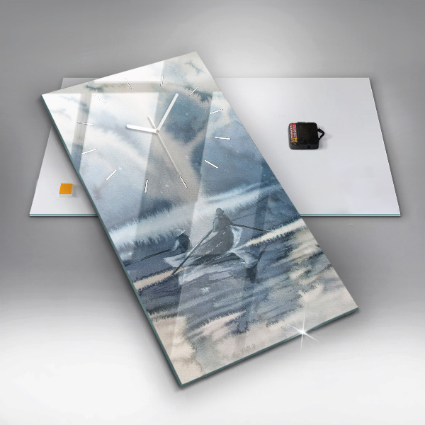 Vertikale Uhr Winter See Boot