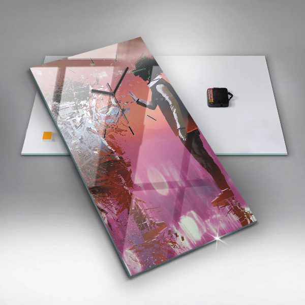 Vertikale Uhr mit motiv Cyberspace