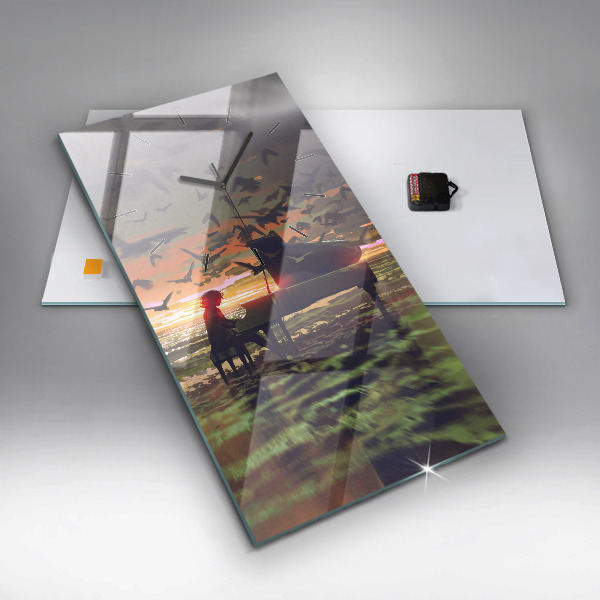 Vertikale Uhr mit motiv Konzert am Strand