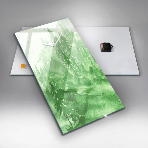 Vertikale Uhr mit motiv Gemälde eines grünen Waldes