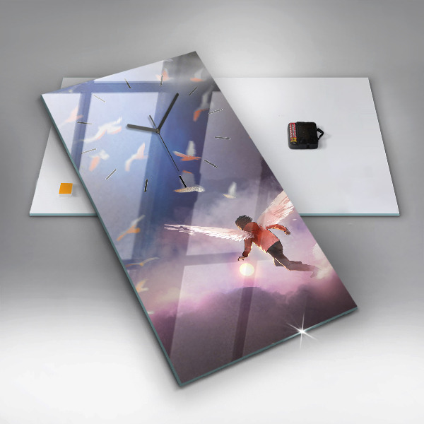 Vertikale Uhr Junge mit Flügeln