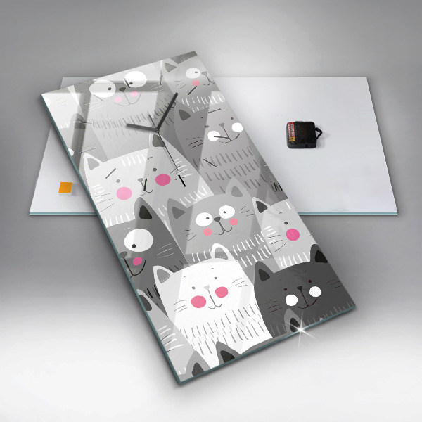 Vertikale Uhr mit motiv Muster mit Katzen