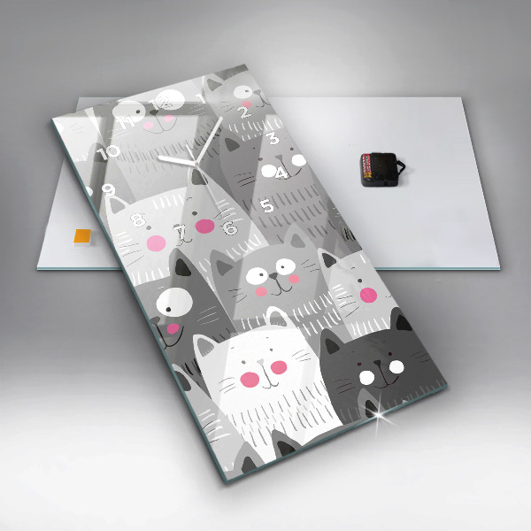 Vertikale Uhr mit motiv Muster mit Katzen