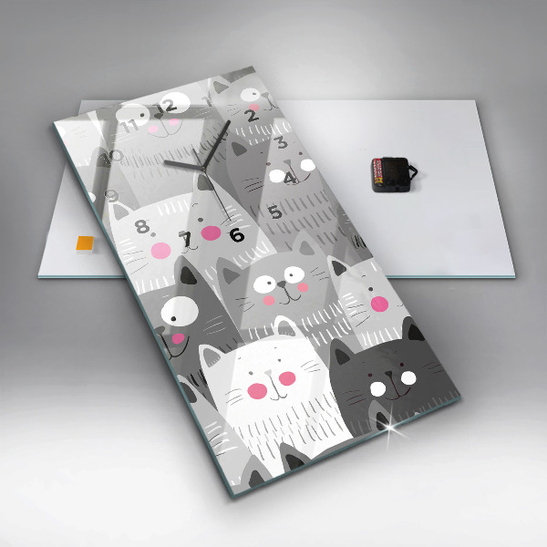 Vertikale Uhr mit motiv Muster mit Katzen
