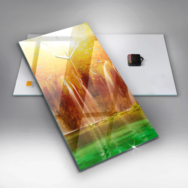 Vertikale Uhr mit motiv Blick auf einen Wasserfall