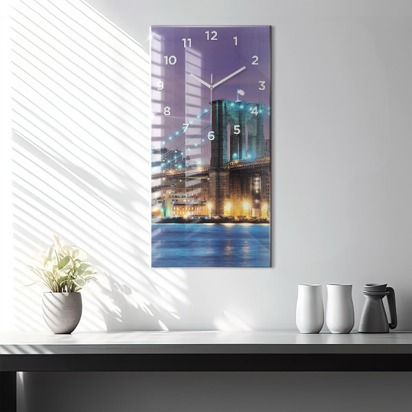 Vertikale Uhr mit motiv Brooklyn Bridge und East River