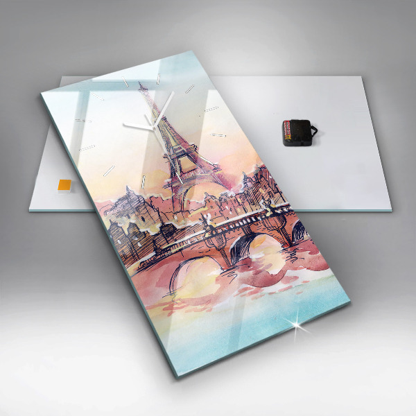 Vertikale Uhr mit motiv Gemalte Landschaft von Paris