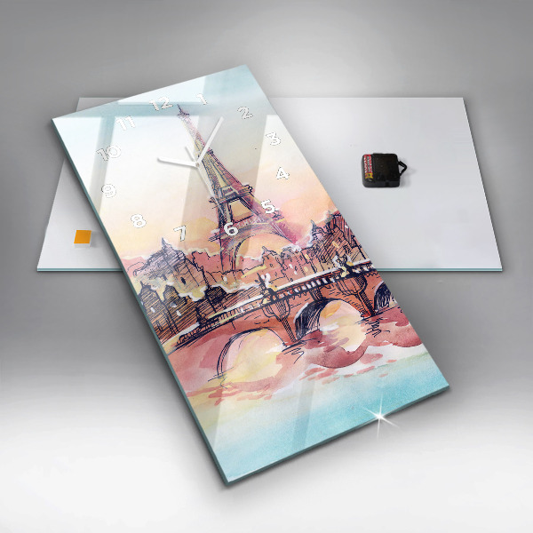 Vertikale Uhr mit motiv Gemalte Landschaft von Paris