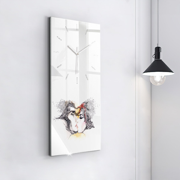 Vertikale Uhr mit motiv Zeichnung eines Liebeskusses