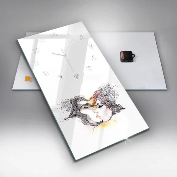 Vertikale Uhr mit motiv Zeichnung eines Liebeskusses