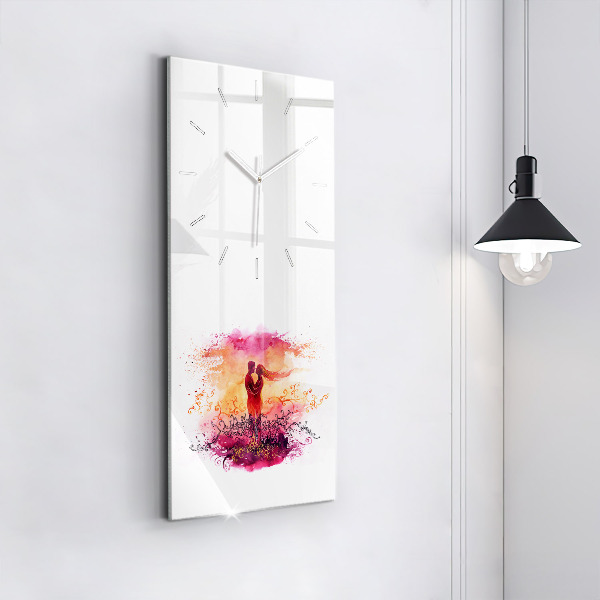 Vertikale Uhr Aquarell eines verliebten Paares