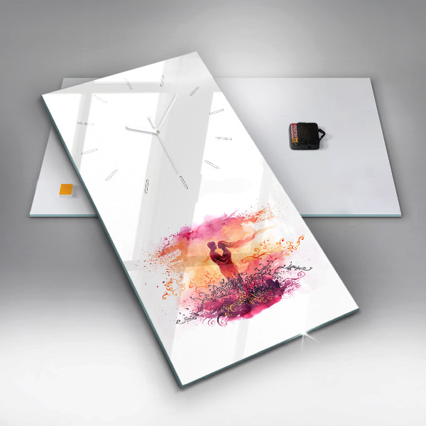 Vertikale Uhr Aquarell eines verliebten Paares