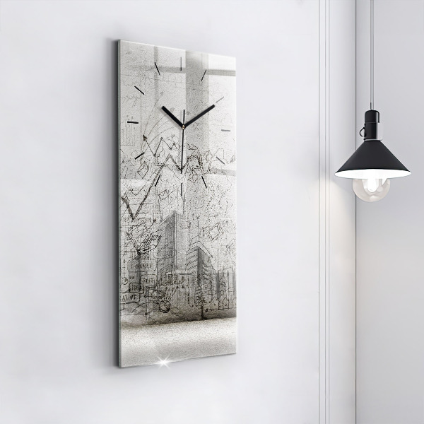 Vertikale Uhr mit motiv Skizze einer Stadt