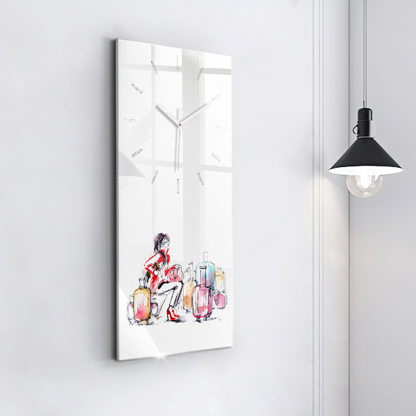 Vertikale Uhr Frau Reisekoffer