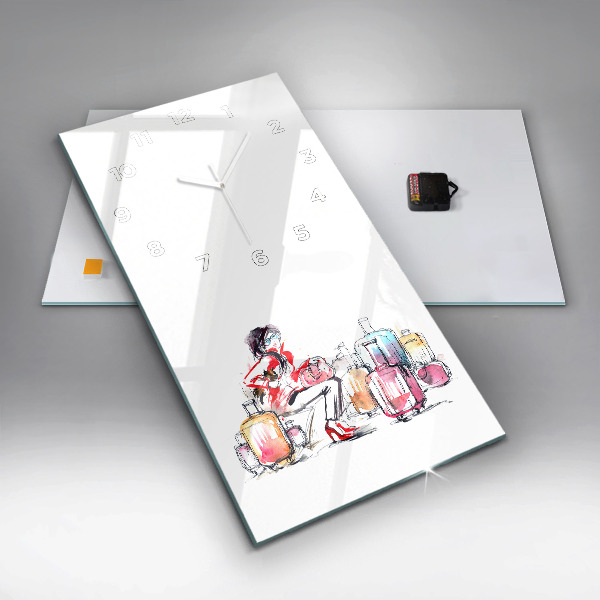 Vertikale Uhr Frau Reisekoffer