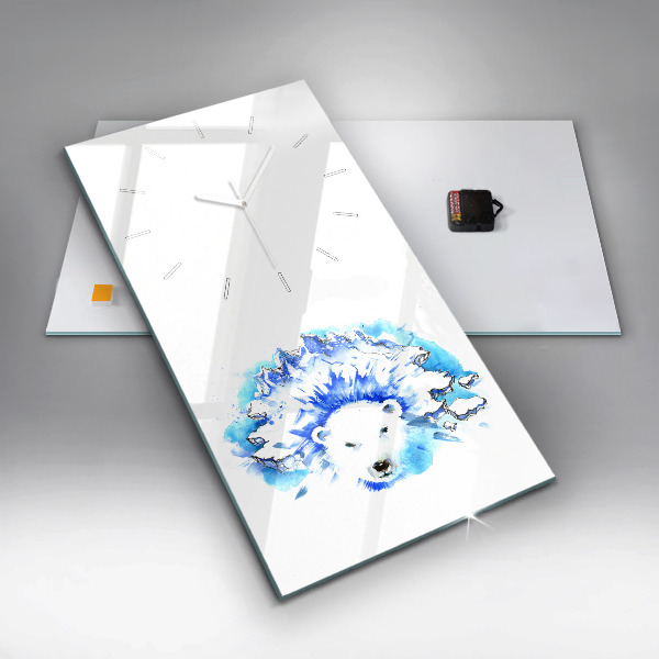 Vertikale Uhr Bär auf einem Hintergrund aus Eis