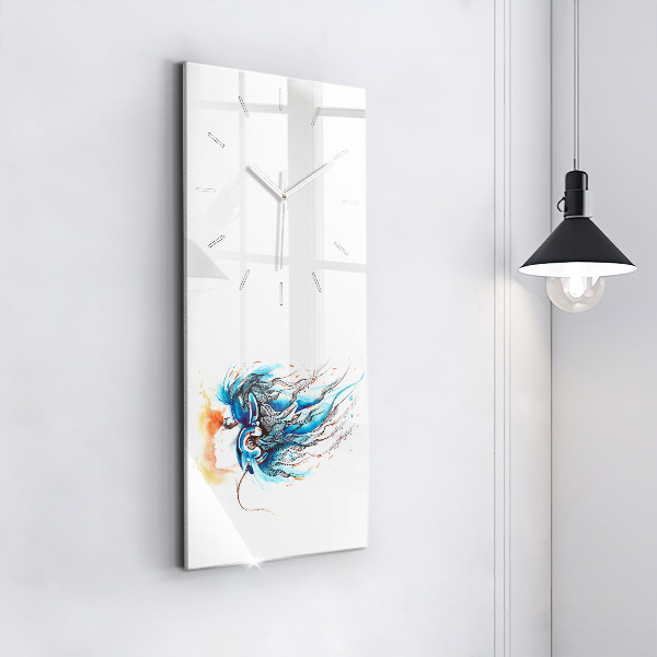 Vertikale Uhr mit motiv Illustration eines Kopfhörers