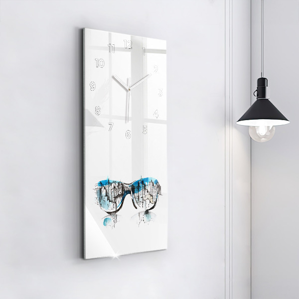 Vertikale Uhr mit motiv Die Stadt im Glas
