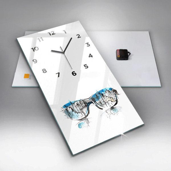 Vertikale Uhr mit motiv Die Stadt im Glas