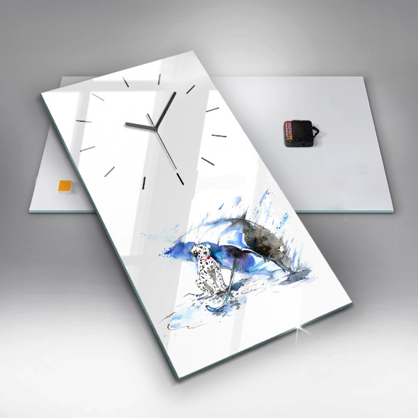 Vertikale Uhr mit motiv Dalmatiner und Regenschirm