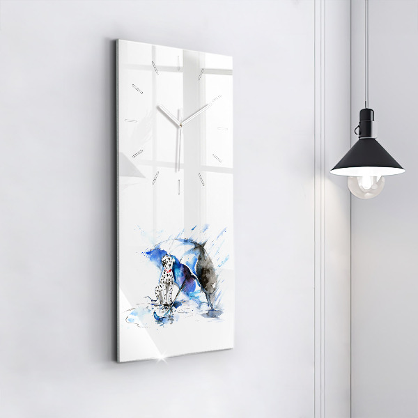 Vertikale Uhr mit motiv Dalmatiner und Regenschirm