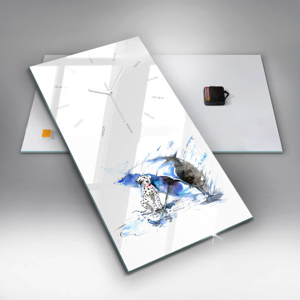 Vertikale Uhr mit motiv Dalmatiner und Regenschirm