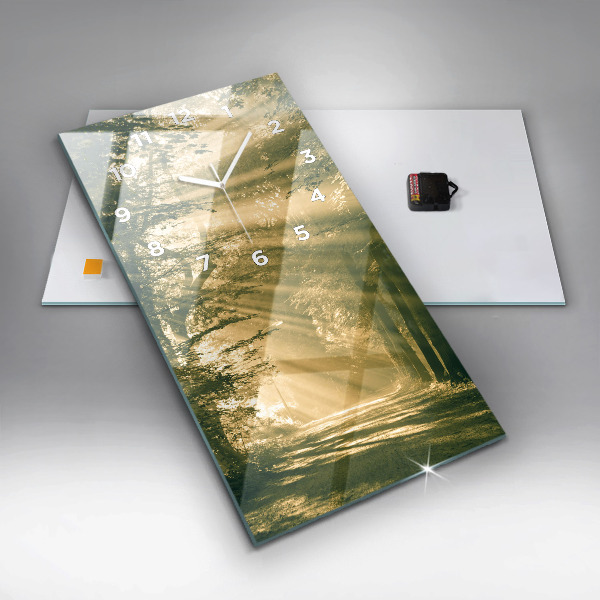 Vertikale Uhr mit motiv Sonnenstrahlen Wald