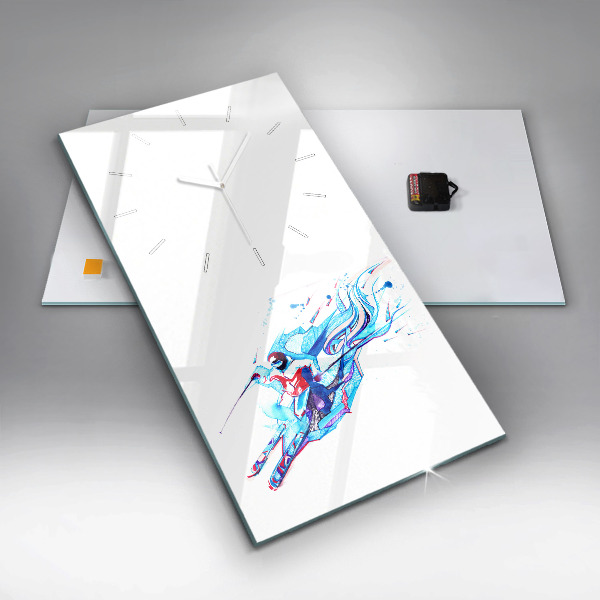 Vertikale Uhr mit motiv Skifahrer