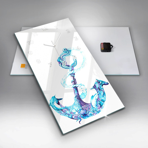 Vertikale Uhr mit motiv Anker im Meer