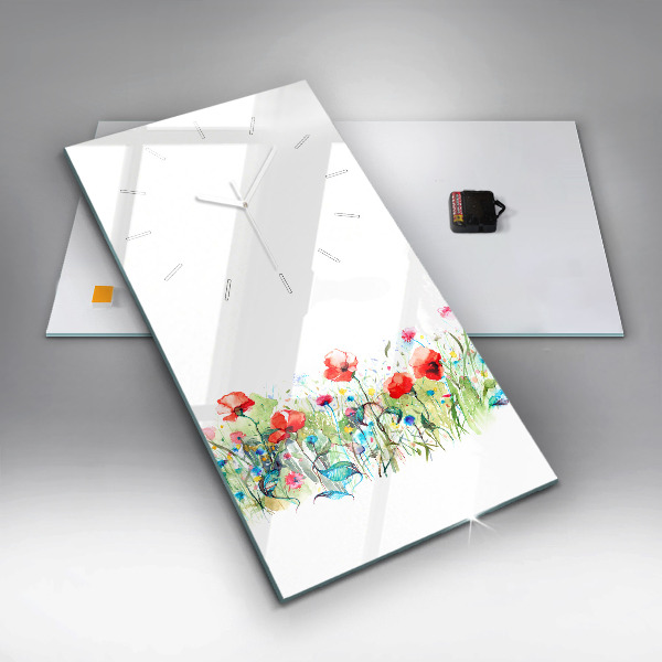 Vertikale Uhr mit motiv Mohnblumen auf einer Wiese