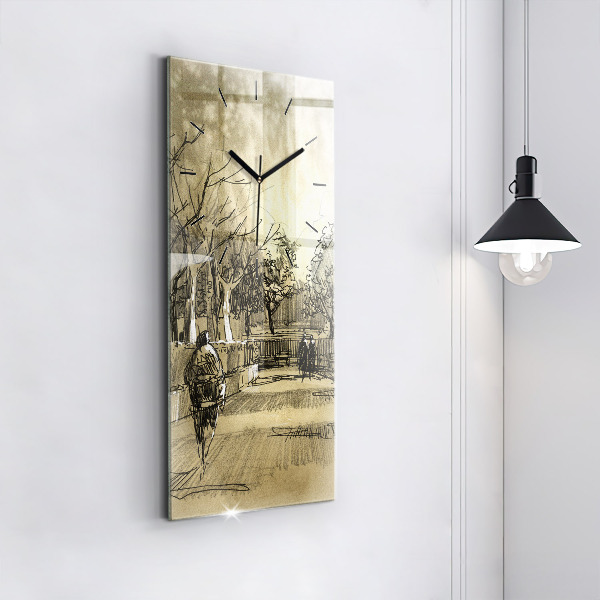 Vertikale Uhr mit motiv Park und Bäume in Sepia