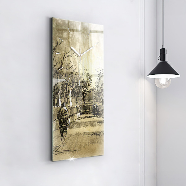 Vertikale Uhr mit motiv Park und Bäume in Sepia