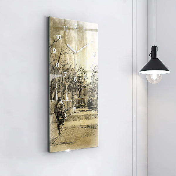 Vertikale Uhr mit motiv Park und Bäume in Sepia