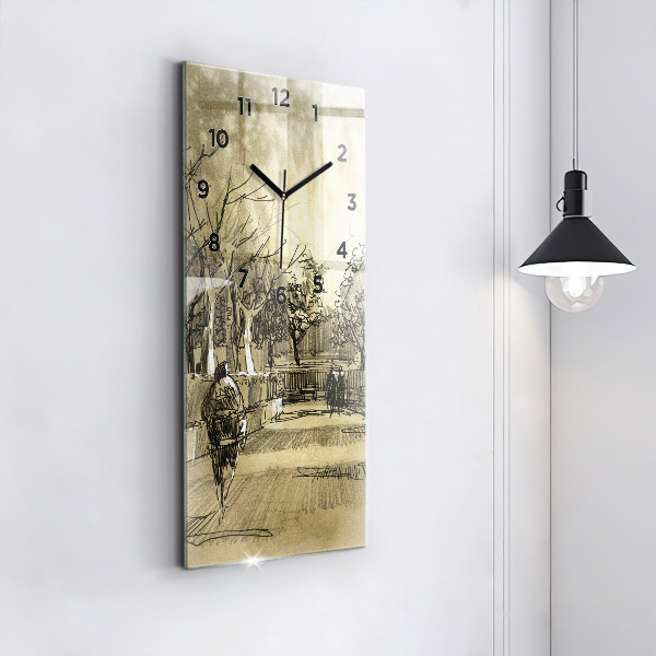 Vertikale Uhr mit motiv Park und Bäume in Sepia
