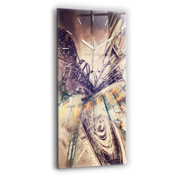 Vertikale Uhr mit motiv Abstrakter Mechanismus