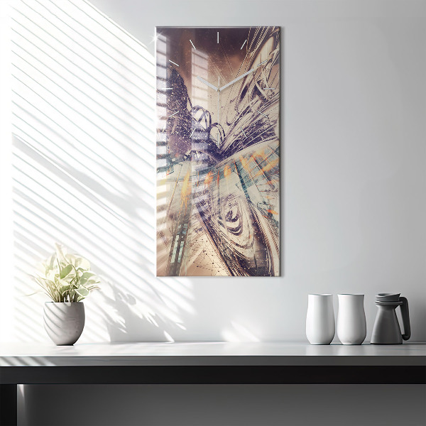 Vertikale Uhr mit motiv Abstrakter Mechanismus