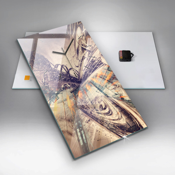 Vertikale Uhr mit motiv Abstrakter Mechanismus