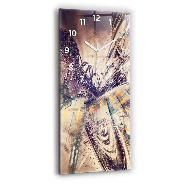 Vertikale Uhr mit motiv Abstrakter Mechanismus