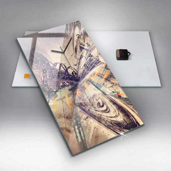 Vertikale Uhr mit motiv Abstrakter Mechanismus