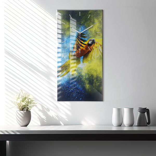 Vertikale Uhr mit motiv Bunter Papagei