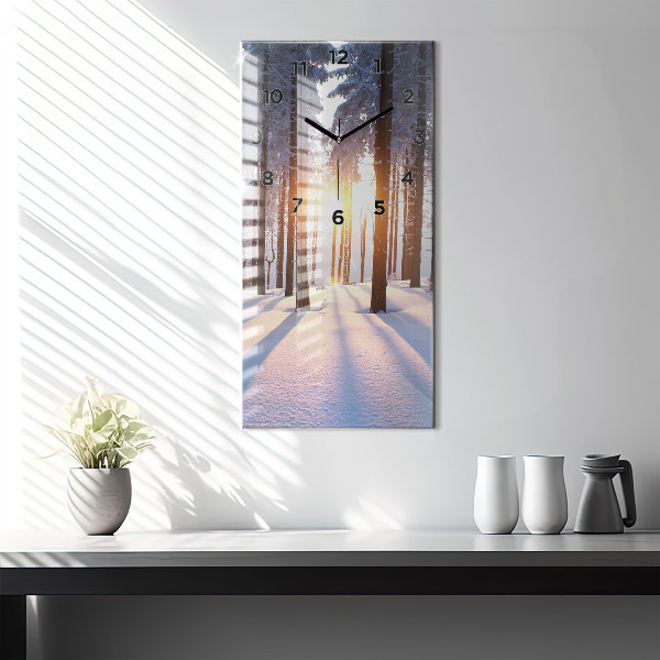 Vertikale Uhr mit motiv Sonnenuntergang Wald