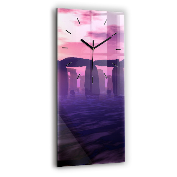 Vertikale Uhr mit motiv Sonnenuntergang bei Stonehenge