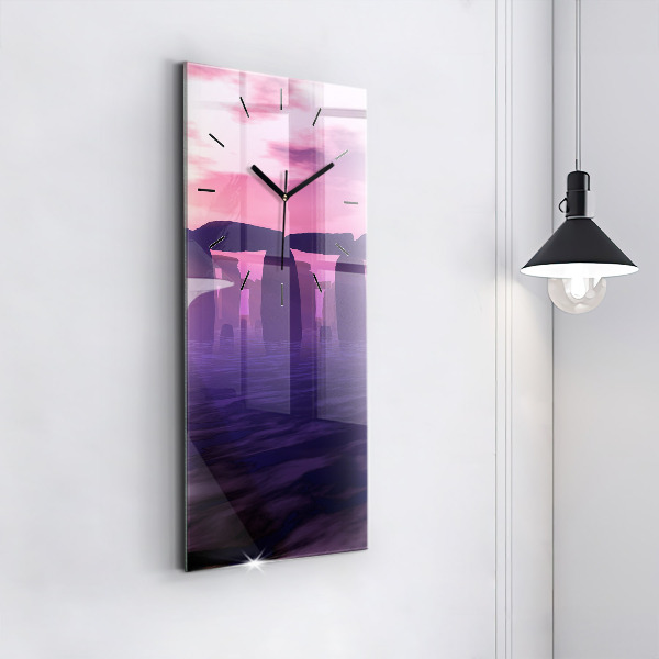 Vertikale Uhr mit motiv Sonnenuntergang bei Stonehenge