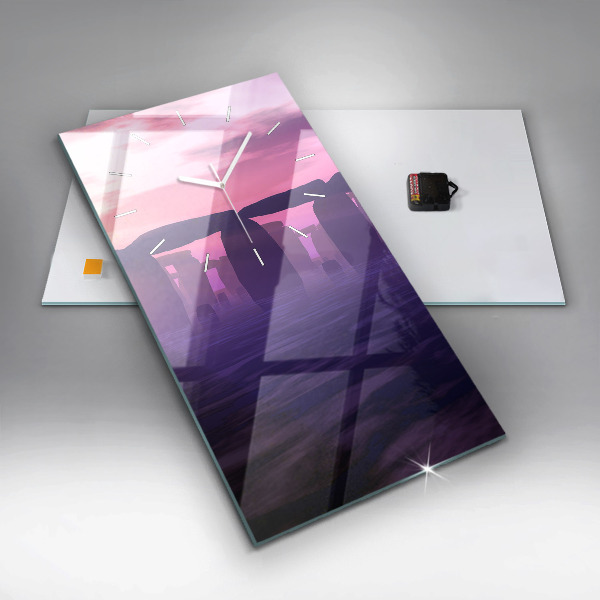 Vertikale Uhr mit motiv Sonnenuntergang bei Stonehenge