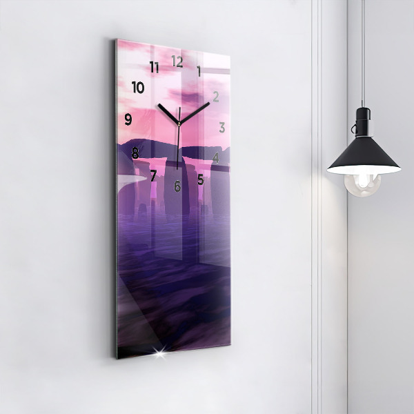 Vertikale Uhr mit motiv Sonnenuntergang bei Stonehenge