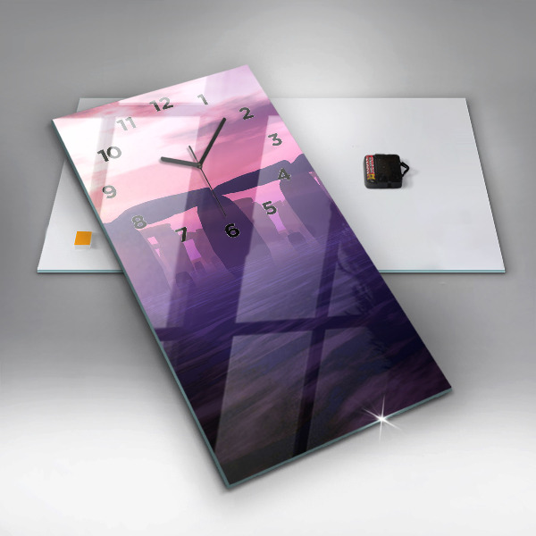 Vertikale Uhr mit motiv Sonnenuntergang bei Stonehenge