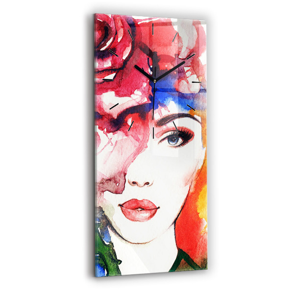Vertikale Uhr mit motiv Buntes Porträt einer Frau